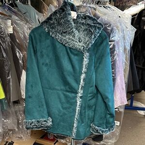Terry Lewis Classic Luxuries Turquoise Teddy Jacket with Faux Fur